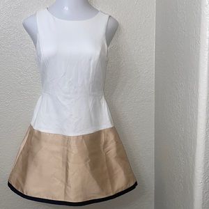 Maeve Anthropologie White and Gold Dress